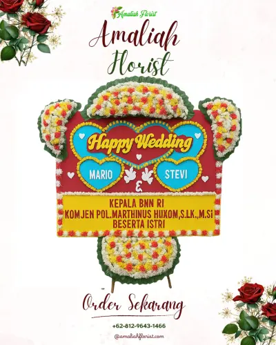 Karangan Papan Bunga Pernikahan di Sidamukti
